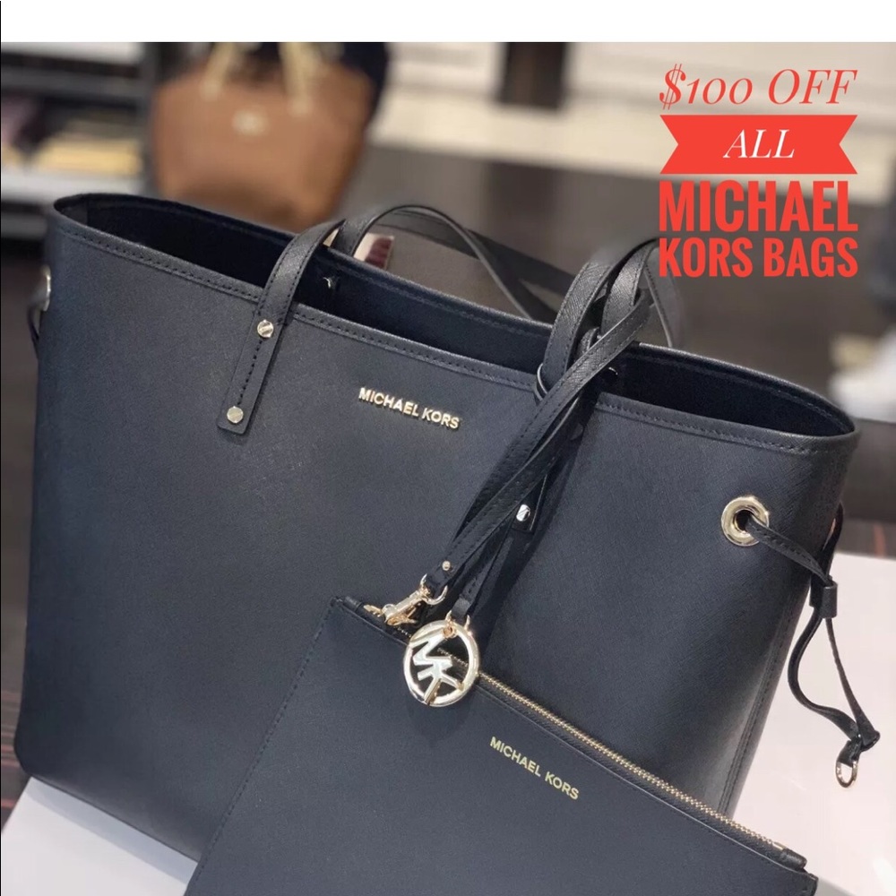MICHAEL KORS JET SET TRAVEL TOTE HANDBAG BLACK